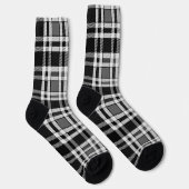 Grijs Zwart Wit Flanel Plaid Tartan Design Sokken (Rechts)