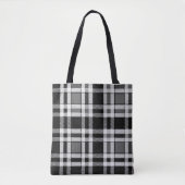 Grijs Zwart Wit Flanel Plaid Tartan Design Tote Bag (Voorkant)