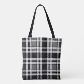 Grijs Zwart Wit Flanel Plaid Tartan Design Tote Bag (Achterkant)
