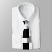 grijs zwart-wit Geometrisch blokpatroon Stropdas (Gebonden)