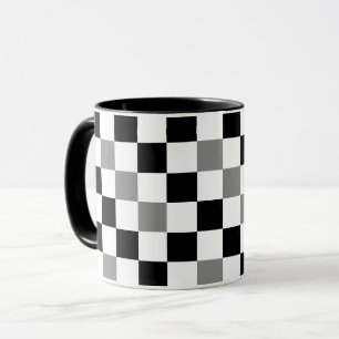 Grijs Zwart Wit Geruit Patroonontwerp Mok