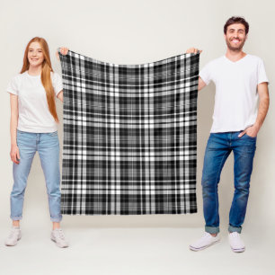 Grijs Zwart Wit Geruit Schotse Ruit Fleece Deken