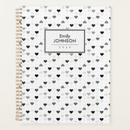Grijs Zwart Wit Hart Patroon Planner