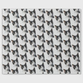 Grijs Zwart Wit Kitty Kat Cadeaupapier (Vlak)