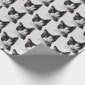 Grijs Zwart Wit Kitty Kat Cadeaupapier (Hoek)