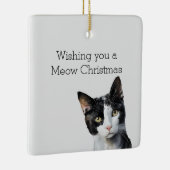 Grijs Zwart Wit Kitty Kat Keramisch Ornament (Rechts)