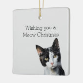 Grijs Zwart Wit Kitty Kat Keramisch Ornament (Links)