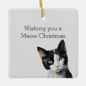 Grijs Zwart Wit Kitty Kat Keramisch Ornament (Voorkant)