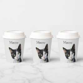 Grijs Zwart Wit Kitty Kat Papieren Bekers