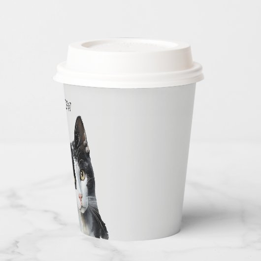 Grijs Zwart Wit Kitty Kat Papieren Bekers (Links)