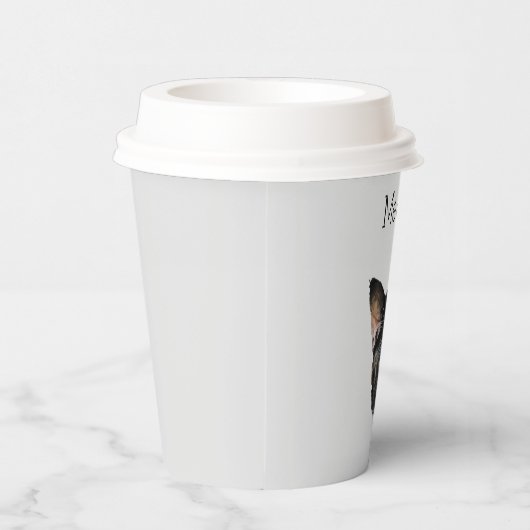 Grijs Zwart Wit Kitty Kat Papieren Bekers (Rechts)