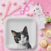 Grijs Zwart Wit Kitty Kat Papieren Bordje (Feest)