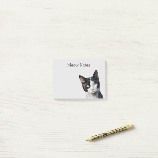 Grijs Zwart Wit Kitty Kat Post-it® Notes (Op bureau)