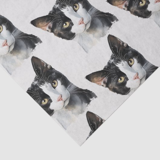 Grijs Zwart Wit Kitty Kat Tissuepapier (Detail)