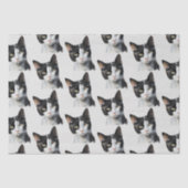 Grijs Zwart Wit Kitty Kat Tissuepapier (Voorkant)