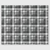 Grijs Zwart Wit Madras Plaid Ontwerp Cadeaupapier (Vlak)