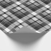 Grijs Zwart Wit Madras Plaid Ontwerp Cadeaupapier (Hoek)