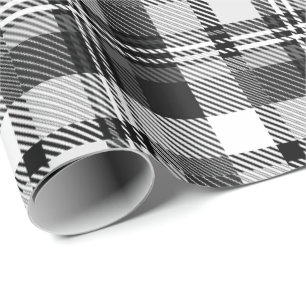 Grijs Zwart Wit Madras Plaid Ontwerp  Cadeaupapier