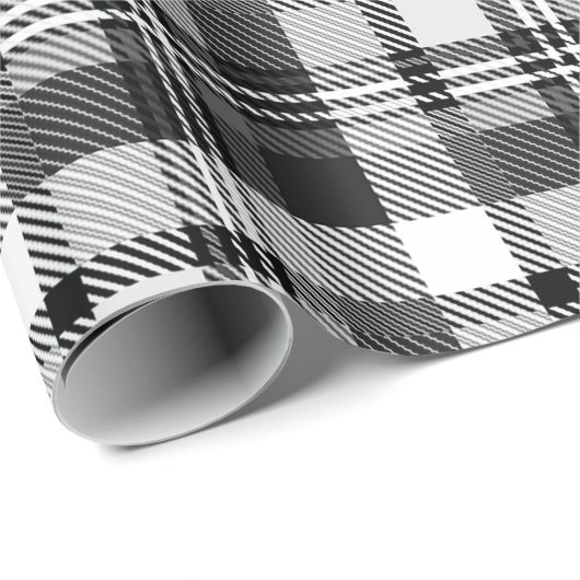 Grijs Zwart Wit Madras Plaid Ontwerp Cadeaupapier (Rol Hoek)