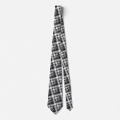 Grijs Zwart Wit Madras Plaid Ontwerp Stropdas (Voorkant)