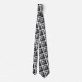 Grijs Zwart Wit Madras Plaid Ontwerp Stropdas (Achterkant)