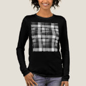 Grijs Zwart Wit Madras Plaid Ontwerp  Tri-Blend Shirt (Voorkant)