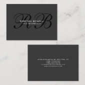 Grijs Zwart Wit Monogram Chubby Visitekaartje (Voorkant / Achterkant)