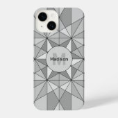 Grijs zwart wit Mosaic Triangle Monogram iPhone Hoesje (Achterkant)