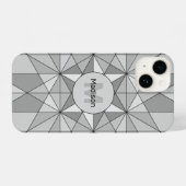 Grijs zwart wit Mosaic Triangle Monogram iPhone Hoesje (Achterkant horizontaal)