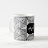 Grijs zwart wit Mosaic Triangle Monogram Koffiemok (Voorkant links)