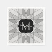 Grijs zwart wit Mosaic Triangle Monogram Servet (Voorkant)