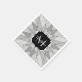 Grijs zwart wit Mosaic Triangle Monogram Servet (Hoek)