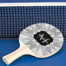 Grijs zwart wit Mosaic Triangle Monogram Tafeltennisbatje