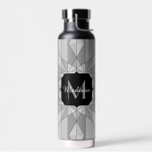 Grijs zwart wit Mosaic Triangle Monogram Waterfles (Links)