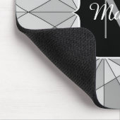 Grijs zwart wit Mozaïek Driehoek Patroon Monogram Muismat (Hoek)