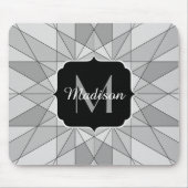 Grijs zwart wit Mozaïek Driehoek Patroon Monogram Muismat (Voorkant)