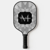 Grijs zwart wit Mozaïek Driehoek Patroon Monogram Pickleball Paddle (Voorkant)
