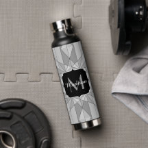 Grijs zwart wit Mozaïek Driehoek Patroon Monogram