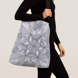 Grijs zwart wit Mozaïek Driehoek retro Patroon Crossbody Tas