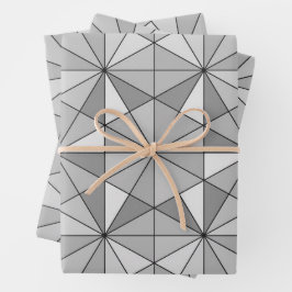 Grijs zwart wit Mozaïek Driehoek retro Patroon Inpakpapier Vel