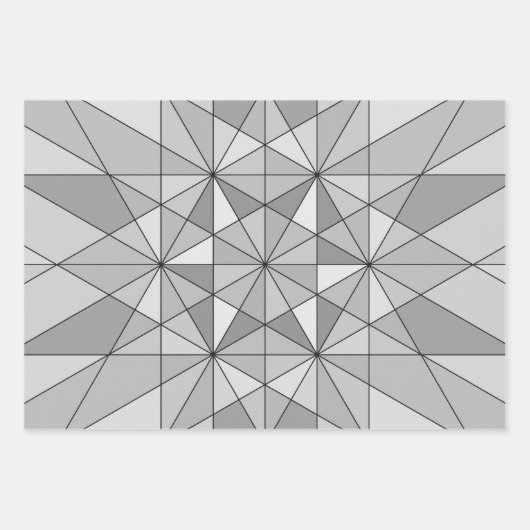 grijs zwart wit mozaïekdriehoekspatroon inpakpapier vel (Voorkant 3)