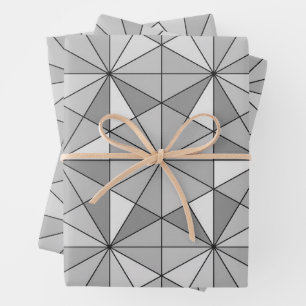 grijs zwart wit mozaïekdriehoekspatroon inpakpapier vel