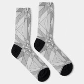 grijs zwart wit mozaïekdriehoekspatroon sokken (Rechts)
