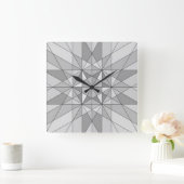 grijs zwart wit mozaïekdriehoekspatroon vierkante klok (Huis)