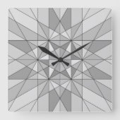grijs zwart wit mozaïekdriehoekspatroon vierkante klok (Voorkant)