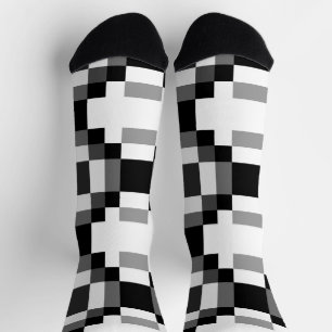 Grijs Zwart-Wit Patchwork Sokken