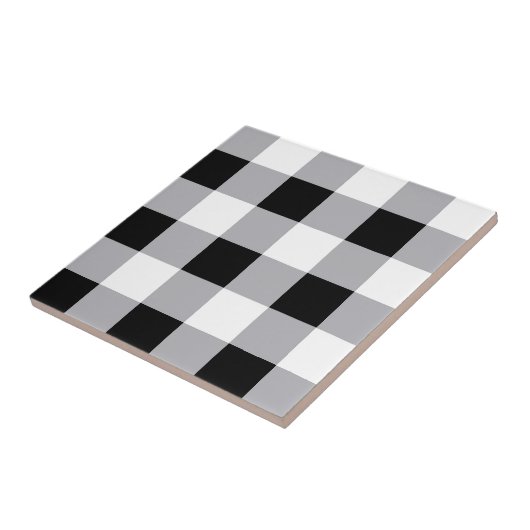 Grijs Zwart Wit Plakt Check Patroon Tegeltje (Zijkant)