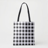 Grijs Zwart Wit Plakt Check Patroon Tote Bag (Voorkant)