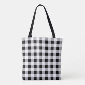 Grijs Zwart Wit Plakt Check Patroon Tote Bag (Achterkant)