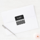 Grijs Zwart Wit Polka Dot Monogram Vierkante Stick Sticker (Envelop)